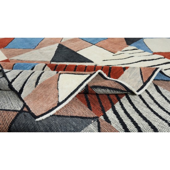 Abstract Hand Knotted "Tulu" Rug Made of 100% Wool, Custom Options Available