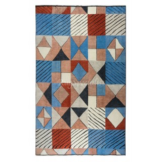 Art Deco Inspired Bauhaus Style Wool Rug – Handmade Modern Geometric Carpet