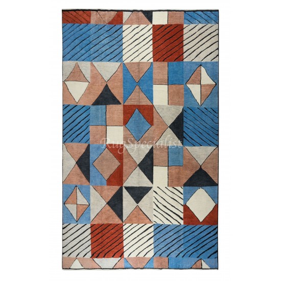 Abstract Hand Knotted "Tulu" Rug Made of 100% Wool, Custom Options Available