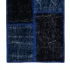 Handmade Patchwork Runner, Blue Corridor Rug for Hallway Decor, Custom Options Available
