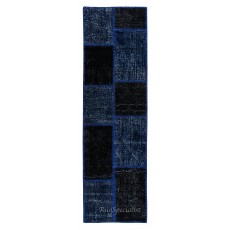 Handmade Patchwork Runner, Blue Corridor Rug for Hallway Decor, Custom Options Available