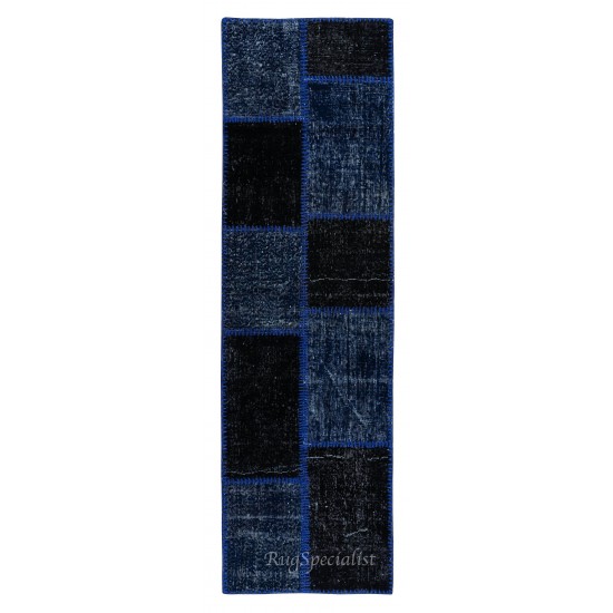 Handmade Patchwork Runner, Blue Corridor Rug for Hallway Decor, Custom Options Available Handmade Patchwork Runner, Blue Corridor Rug for Hallway Decor, Custom Options Available