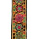Vintage Silk Hand Embroidery Wall Hanging. Yellow Suzani Table Runner
