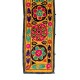 Vintage Silk Hand Embroidery Wall Hanging. Yellow Suzani Table Runner