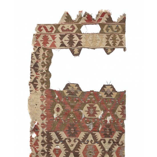 Antique Anatolian Kilim Fragment, 18th Century Antique Anatolian Kilim Fragment, 18th Century