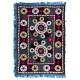 Suzani Silk Emboridery Wall Hanging, Boho Wall Decor, Multicolored Vintage Tapestry, Uzbek Tablecloth