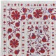 Crochet Wall Hanging. Silk Embroidery Bed Cover in Cream, Red & Blue. Handmade Tapestry