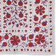 Crochet Wall Hanging. Silk Embroidery Bed Cover in Cream, Red & Blue. Handmade Tapestry