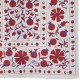 Crochet Wall Hanging. Silk Embroidery Bed Cover in Cream, Red & Blue. Handmade Bedding, Suzani Tablecloth