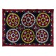 Colorful Silk Hand Embroidered Wall Hanging, Suzani Fabric Bedspread, Old Tablecloth, Home Decoration