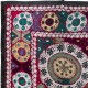 One-of-a-kind Silk Hand Embroidered Wall Hanging, Vintage Colorful Suzani Bed Cover