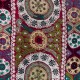One-of-a-kind Silk Hand Embroidered Wall Hanging, Vintage Colorful Suzani Bed Cover