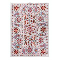 Uzbek Suzani Textile Bed Cover. Embroidered Silk and Cotton Wall Hanging. Boho Wall Decor. Asian Inspired. Vibrant Colors