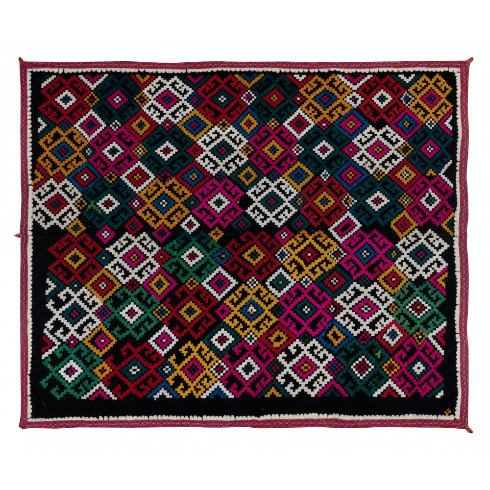 One-of-a-kind Silk Hand Embroidered Wall Hanging, Vintage Colorful Suzani Bed Cover