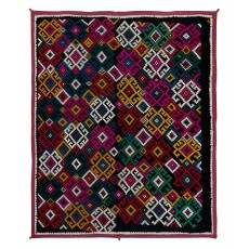 One-of-a-kind Silk Hand Embroidered Wall Hanging. Vintage Colorful Suzani Bed Cover