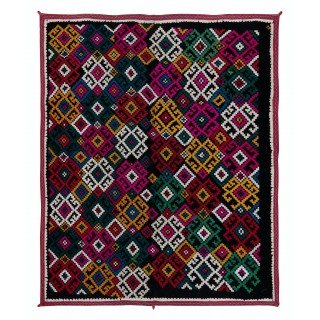One-of-a-kind Silk Hand Embroidered Wall Hanging. Vintage Colorful Suzani Bed Cover