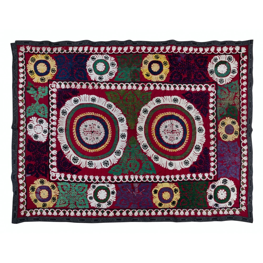 Vintage Suzani Embroidery Throw From Uzbekistan Vintage Suzani Embroidery Throw From Uzbekistan