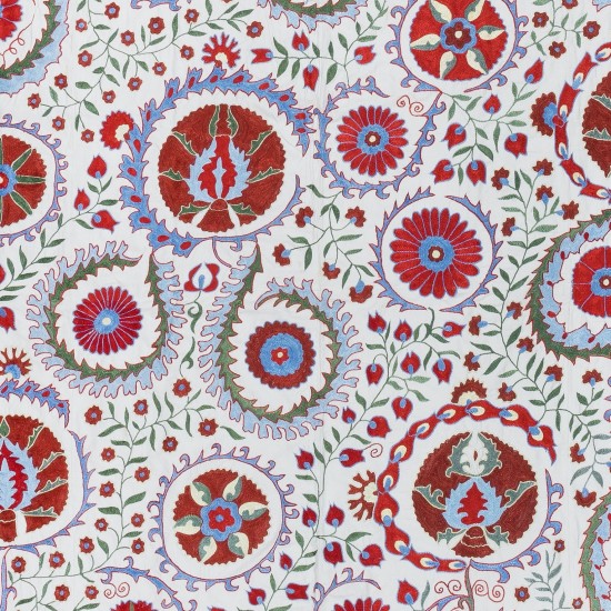 Croched Fabric, Silk Embroidery Wall Hanging, Suzani Bedspread, Boho Wall Decor, Uzbek Tablecloth