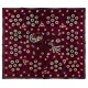 Silk Embroidery Vintage Wall Hanging, Bird & Floral Pattern Suzani Bed Cover, Burgundy Red Tablecloth