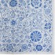 Crochet Suzani Wall Hanging, Silk Embroidery Bed Cover in Cream & Blue, Uzbek Bedding