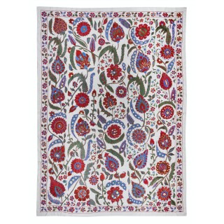 Silk Embroidery Wall Hanging. Croched Bedspread. Boho Wall Decor. Suzani Tablecloth
