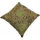 Contemporary 100% Silk Handmade Cushion Cover in Brown & Green, Embroidered Suzani Lace Pillow