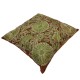 Embroidered 100% Silk Cushion Cover in Brown & Green, Hand-Made Uzbek Suzani Pillowcase