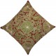 Authentic 100% Silk Handmade Cushion Cover in Brown & Green, New Suzani Fabric Lace Pillow