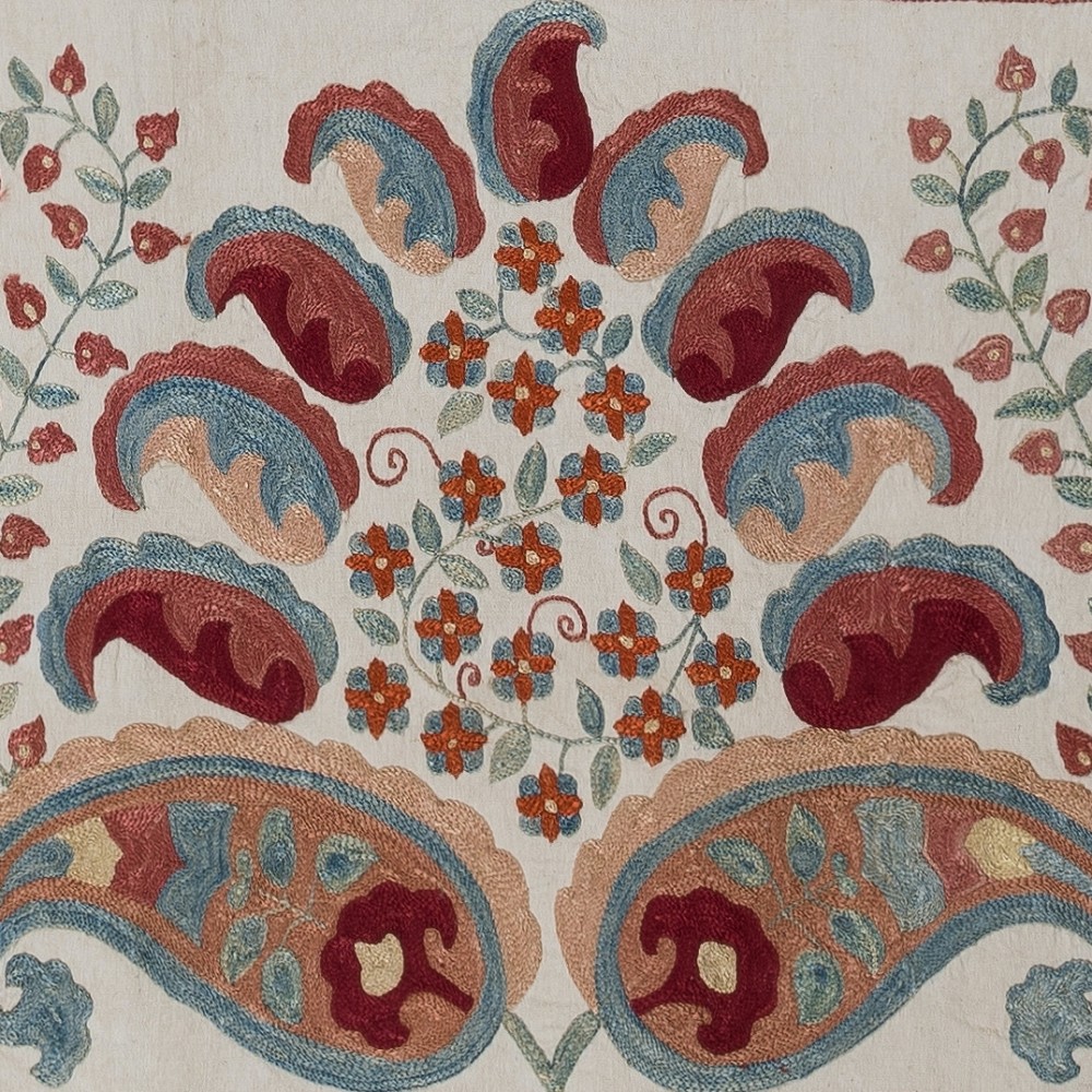 Modern 100% Silk Embroidered Toss Pillow Cover, Suzani Textile Throw Pillow, Uzbek Cushion