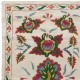 Uzbek 100% Silk Embroidered Wall Hanging, Boho Wall Decor, Flower & Pomegranate Design Suzani Tapestry