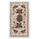 Uzbek 100% Silk Embroidered Wall Hanging, Boho Wall Decor, Flower & Pomegranate Design Suzani Tapestry