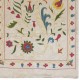 100% Silk Floral Pattern Wall Hanging, Boho Wall Decor, Embroidered Cloth, Suzani Tapestry, Uzbek Throw