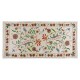 Modern 100% Silk Embroidered Suzani Textile Wall Hanging, New Uzbek Table Cover with Floral Design