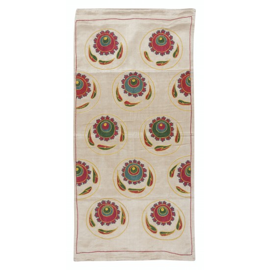 100% Silk Hand Embroidered Wall Hanging, Home Gift, Boho Wall Decor, Uzbek Floral Pattern Suzani Fabric Tapestry