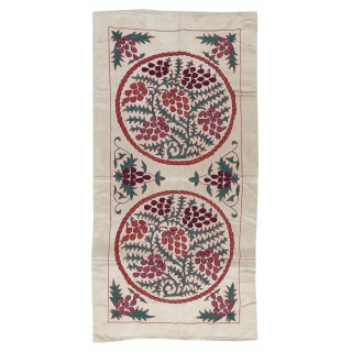 Embroidered 100% Silk Wall Hanging. Suzani Wall Decor. Handmade Tablecloth. Contemporary Tapestry