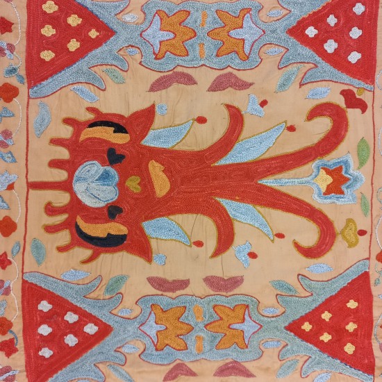 Suzani Embroidered Cushion Cover, 100% Silk Pillow, Uzbek Pillow Sham, Handmade Home Decor