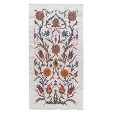 Contemporary 100% Silk Wall Hanging with Floral Design. Embroidered Uzbek Tapestry. Uzbek Wall Decor. Suzani Throw