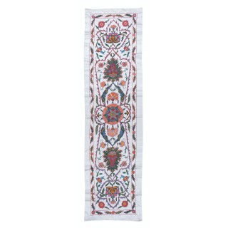 100% Silk Table Runner. Hand Embroidered Wall Hanging. Uzbek Tapestry