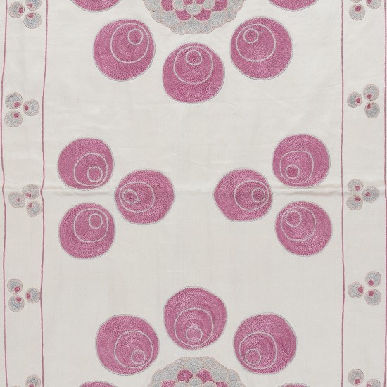 100% Silk Wall Hanging, Classic Suzani Embroidered Tapestry from Uzbekistan, Boho Wall Decor