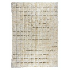 Home Decor Grid Pattern Tulu Rug, 100% Natural Un-Dyed Wool, Handmade Cream Checkered Carpet for Modern Interiors