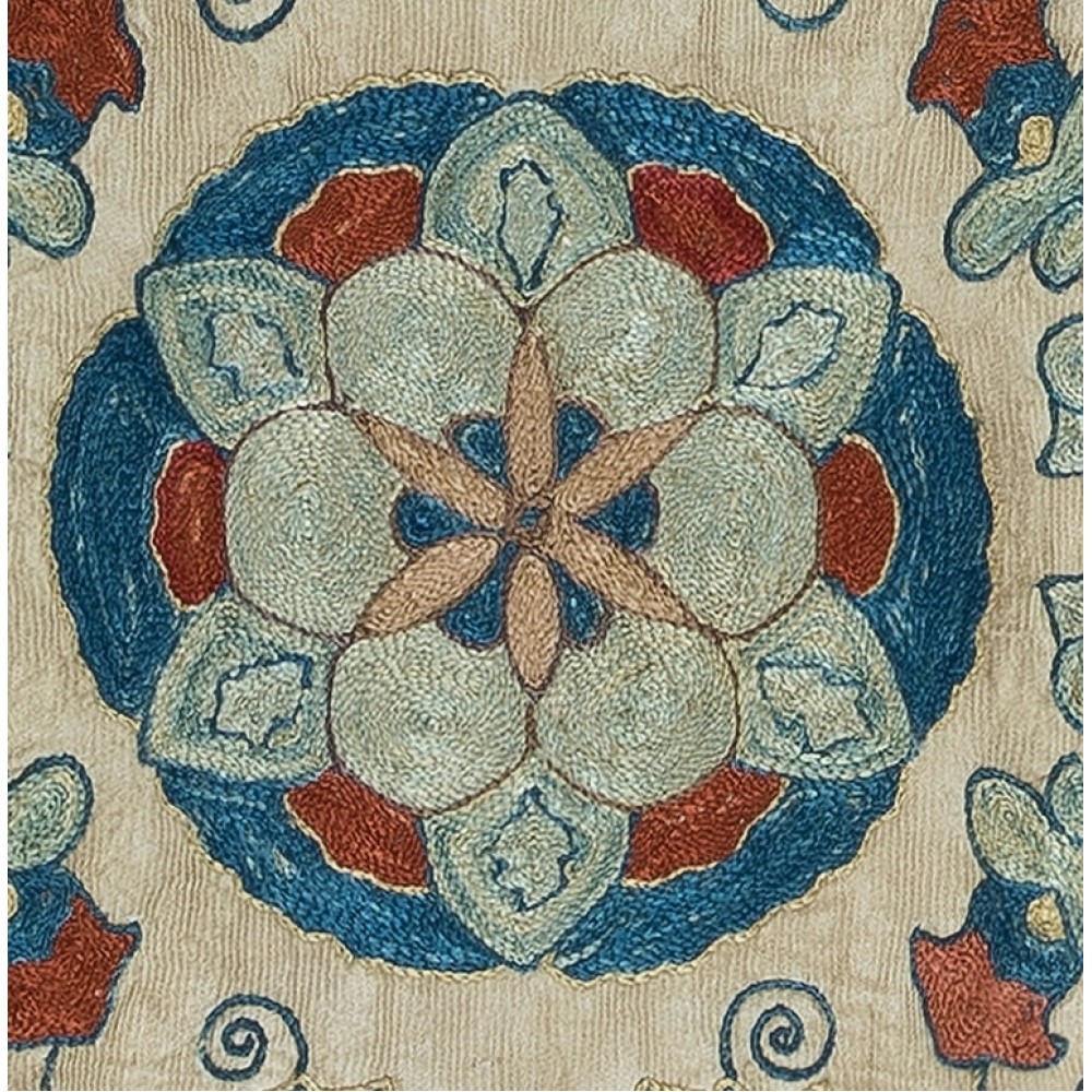 New Handmade 100% Silk Cushion Cover, Embroidered Suzani Lace Pillow from Central Asia