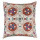 100% Silk Suzani Cushion Cover, Decorative Hand Embroidered Lace Pillow from Uzbekistan