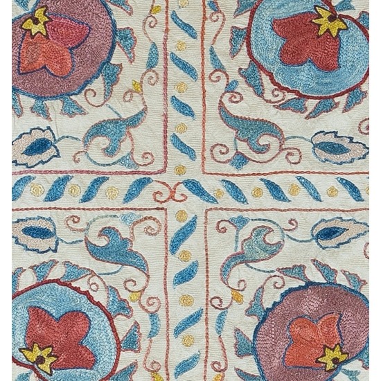 Hand Embroidered 100% Silk Cushion Cover, Uzbek Suzani Throw Pillow for Living Room Decor