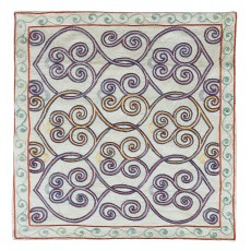 Hand-Made 100% Silk Suzani Cushion Cover. Embroidered Accent Pillow. Uzbek Throw Pillow
