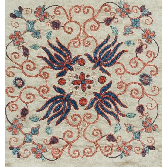 100% Silk Suzani Cushion Cover, Decorative Hand Embroidered Lace Pillow, Uzbek Pillow 100% Silk Suzani Cushion Cover, Decorative Hand Embroidered Lace Pillow, Uzbek Pillow