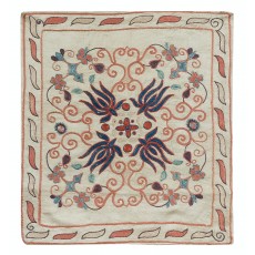 100% Silk Suzani Cushion Cover. Hand Embroidered Accent Pillow. Traditional Throw Pillow