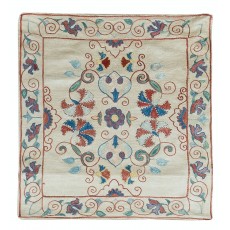 Uzbek Suzani Fabric Throw Pillow. 100% Silk Cushion Cover. Hand Embroidery Toss Pillow