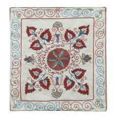 Central Asian Suzani Textile Throw Pillow. 100% Silk Cushion Cover. Hand Embroidery Pillowcase