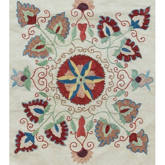100% Silk Suzani Cushion Cover, Decorative Hand Embroidered Lace Pillow, Uzbek Pillow 100% Silk Suzani Cushion Cover, Decorative Hand Embroidered Lace Pillow, Uzbek Pillow