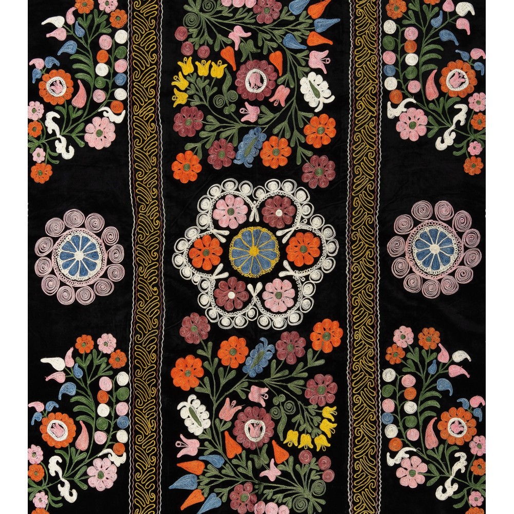 Vintage Silk Embroidered Suzani Bed Cover from Uzbekistan